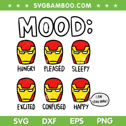 Marvel Avengers Moods Of Iron Man SVG PNG, Iron Man Face SVG, I Am Iron Man DXF SVG PNG EPS