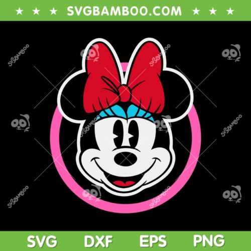 Minnie Mouse Pink Circle Portrait SVG PNG, Disney Minnie Mouse Circle SVG, Mickey Head Logo DXF SVG PNG EPS