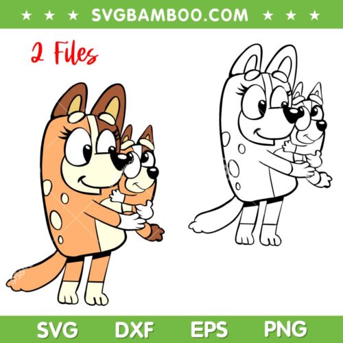 Bluey Mum And Baby SVG PNG, 2 Files Bluey Mom And Child SVG, Bluey Love Mum DXF SVG PNG EPS