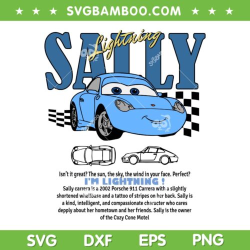 Sally Lightning SVG PNG, Sally Carrera Cars SVG, Lightning McQueen Cars DXF SVG PNG EPS