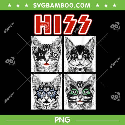 Cat Hiss PNG, Retro Cat Rock Music Concert Band PNG, Cat Rock Band PNG