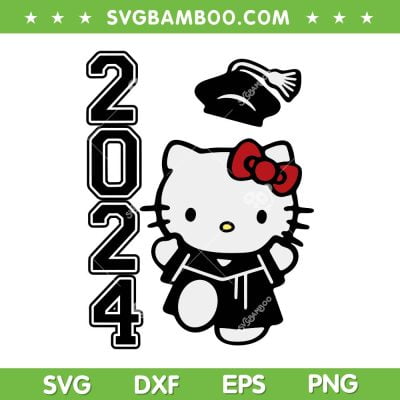 Class Of 2024 Hello Kitty SVG PNG, Kitty Cat Graduation 2024 SVG, Kitty Senior 2024 DXF SVG PNG EPS