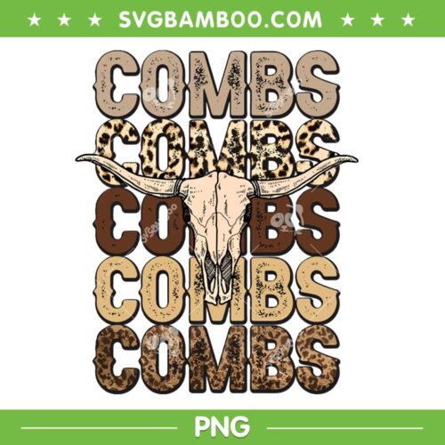 Combs Skull Bull Leopard PNG, Luke Combs PNG, Retro Combs Bull Skull PNG