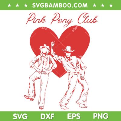 Dancing Pink Pony Club SVG PNG, CR Western SVG, Cowboy Heart DXF SVG PNG EPS