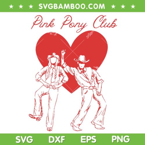 Dancing Pink Pony Club SVG PNG, CR Western SVG, Cowboy Heart DXF SVG PNG EPS