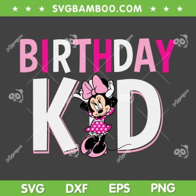 Disney Minnie Mouse Birthday Kid SVG PNG, Neon Pink Minnie Logo SVG, Minnie Mouse Pink DXF SVG PNG EPS