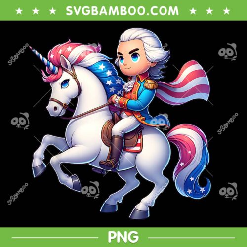 George Washington Riding A Unicorn PNG, Kids 4th Of July PNG, Fourth Of July PNG