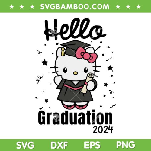 Hello Kitty Graduation 2024 SVG PNG, Kitty Class Of 2024 SVG, Hello Senior Kitty 2024 DXF SVG PNG EPS