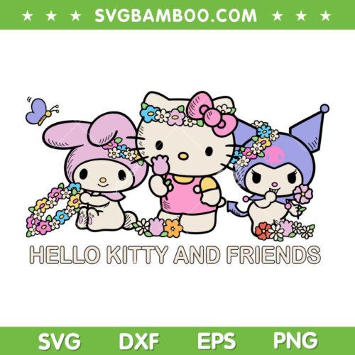 Hello Kitty And Friends Flower Crowns SVG, Flower Sanrio Characters SVG, Hello Kitty DXF SVG PNG EPS &nbsp;