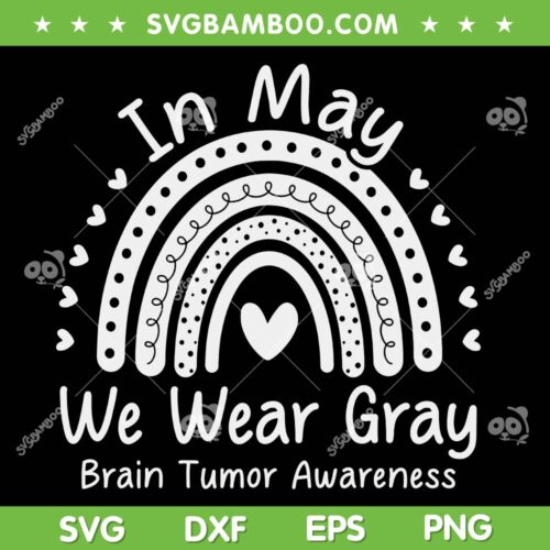 In May We Wear Gray SVG PNG, Brain Tumor Awareness Month SVG, Brain Cancer Rainbow Awareness DXF SVG PNG EPS