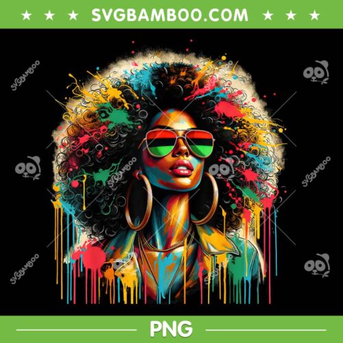 Juneteenth Queen Afro PNG, African Melanin Dripping PNG, Black Woman Queen PNG