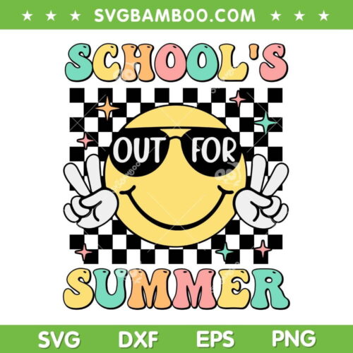 Groovy School's Out For Summer SVG PNG, Last Day Of School SVG, Retro Teacher Kids DXF SVG PNG EPS