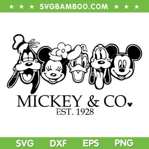 Mickey Friends And Co Est 1928 SVG PNG, Disney Mickey And Friends SVG, Cartoon Characters DXF SVG PNG EPS