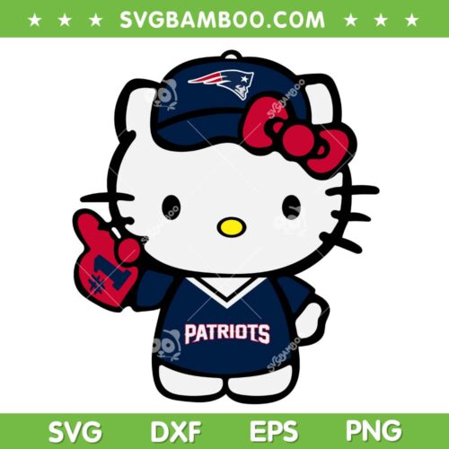 Hello Kitty New England Patriots SVG PNG, Kitty Patriots Football SVG, Football Kitty DXF SVG PNG EPS