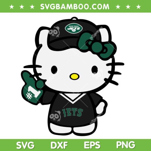 Hello Kitty New York Jets SVG PNG, Kitty Jets Football SVG, NFL Football DXF SVG PNG EPS