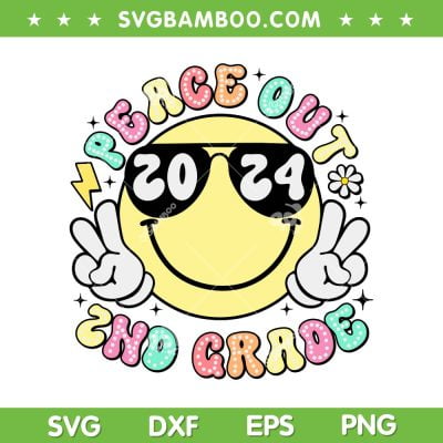 Peace Out 2nd Grade SVG PNG, Retro Smile Last Day Of School 2024 SVG, Second Grade DXF SVG PNG EPS Peace Out 2nd Grade SVG PNG, Retro Smile Last Day Of School 2024 SVG, Second Grade DXF SVG PNG EPS