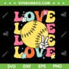 Softball Love SVG PNG, Cute Softball SVG, Groovy I Love Softball DXF SVG PNG EPS