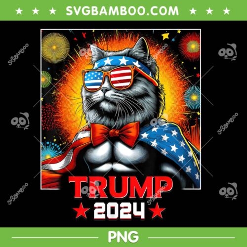 Trump 2024 Nebelung Cat PNG, Funny Trump US President PNG, Trump Cat American Flag PNG