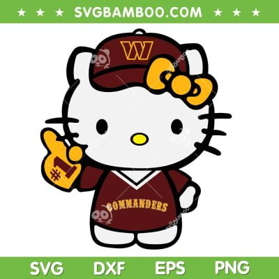Hello Kitty Washington Commanders SVG PNG, Kitty Commanders Football No 1 SVG, Hello Kitty NFL Football DXF SVG PNG EPS Hello Kitty Washington Commanders SVG PNG, Kitty Commanders Football No 1 SVG, Hello Kitty NFL Football DXF SVG PNG EPS