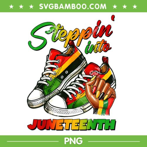 Stepping Into Juneteenth PNG, Afro Woman Black Girls Sneakers PNG, 1865 Juneteenth PNG