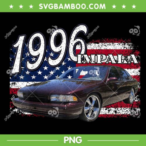 1996 Impala 4th Of July PNG, Retro American Flag 96 Impala PNG, Chevrolet Impala PNG