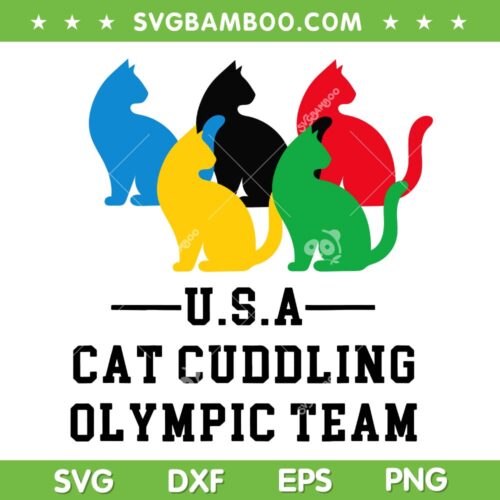 USA Cat Cuddling Olympic Team SVG PNG, 2024 Summer Olympics SVG, Team USA Olympic DXF SVG PNG EPS