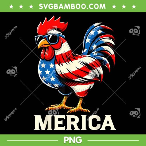 Chicken Merica PNG, American Chicken 4th Of July PNG, US Flag Patriotic Merica PNG