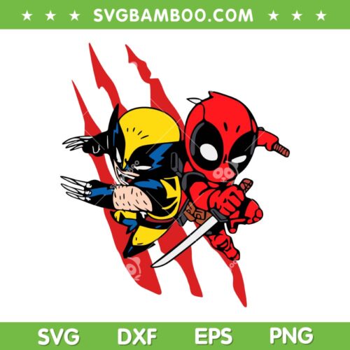 Deadpool And Wolverine SVG PNG, Cartoon Deadpool And Wolverine SVG, Deadpool 3 Movie DXF SVG PNG EPS