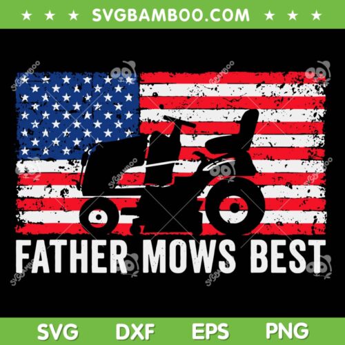 Father Mows Best American Flag SVG PNG, Lawn Care Dad Mowing Patriotic SVG, Fathers Day DXF SVG PNG EPS