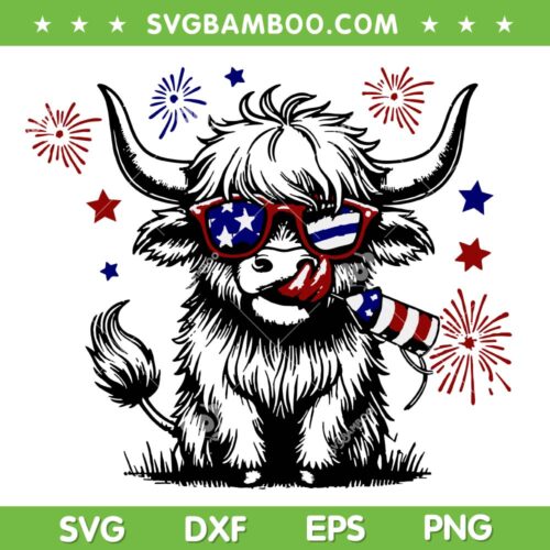 Heifer 4th Of July SVG PNG, Retro Cow Independen Day SVG, Heifer Cow USA Flag DXF SVG PNG EPS