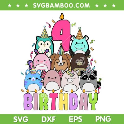 It's My 4th Birthday Squish Squad Mallow SVG, Cute Squish Birthday SVG PNG It's My 4th Birthday Squish Squad Mallow SVG, Cute Squish Birthday SVG PNG