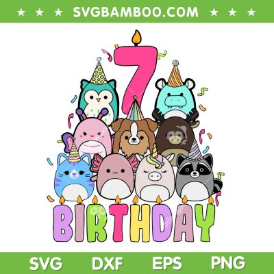 It's My 7th Birthday Squish Squad Mallow SVG, Cute Squishmallow Birthday Gift SVG PNG