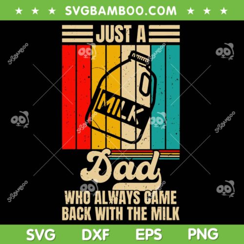 Just A Dad Who Always Came Back With The Milk SVG, Fathers Day Dad Milk SVG PNG, Retro Vintage Milk DXF SVG PNG EPS