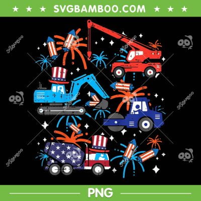 Kids 4th July Construction Trucks PNG, Construction Truck With Fireworks PNG Kids 4th July Construction Trucks PNG, Construction Truck With Fireworks PNG