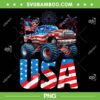 Monster Truck American Flag PNG, Patriotic US Flag Monster Truck PNG, Retro USA Flag 4th Of July PNG