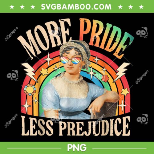 More Pride Less Prejudice PNG, LGBTQ Rainbow PNG, Jane Austen Rainbow PNG