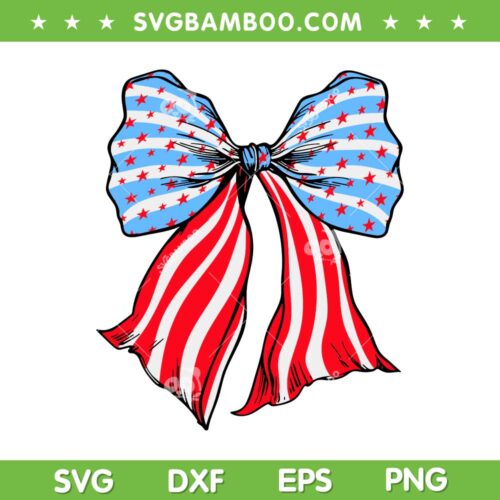 Retro American Flag Coquette Bow Patriotic SVG, 4th Of July Coquette Bow SVG, America Coquette Bow DXF SVG PNG EPS