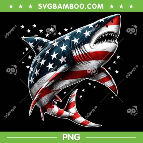 Shark American Flag PNG, Funny Shark 4th Of July PNG, USA Flag Shark PNG