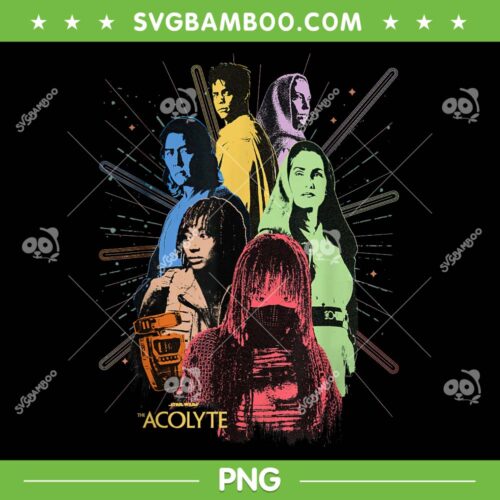 Star Wars The Acolyte Disney PNG, Retro Color Block Characters PNG, Disney Star Wars PNG