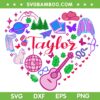 Taylor Swift Groovy 80s SVG PNG, First Name I Love Taylor SVG, Taylors Version Heart DXF SVG PNG EPS