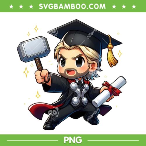 Thor Graduate PNG, Chibi Thor Avengers Graduation 2024 PNG, Cute Thor Senior 2024 PNG