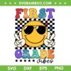First Grade Vibes Hippi SVG PNG, 1st Grade Teacher SVG, Funny Kid Back To School DXF SVG PNG EPS