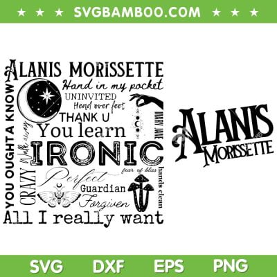 Alanis Morissette Tracklist SVG PNG, The Triple Moon Tour SVG, Alanis Morissette Moon DXF SVG PNG EPS