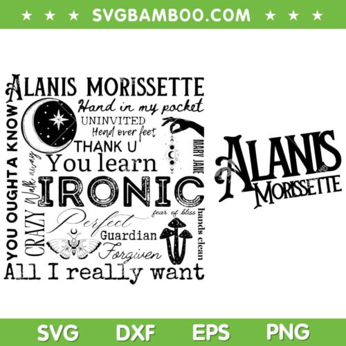 Alanis Morissette Tracklist SVG PNG, The Triple Moon Tour SVG, Alanis Morissette Moon DXF SVG PNG EPS