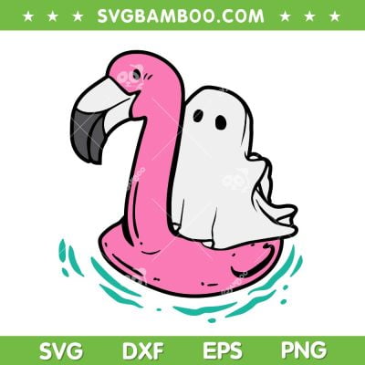 Funny Ghost Flamingo Float SVG PNG, Ghost Halloween Pool Party SVG, Flamingo Float Summer DXF SVG PNG EPS