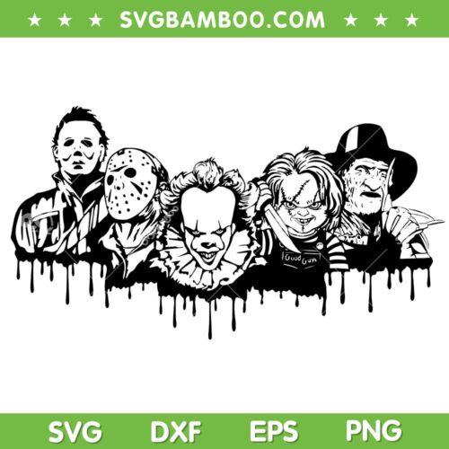Halloween Horror Characters SVG PNG, Horror Movies Friends SVG, Halloween Characters Group Shot SVG