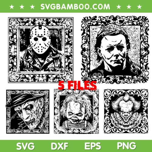 Horror Movies Characters Mandala SVG Bundle, Jason Myers Freddy Chucky Pennywise SVG Bundle