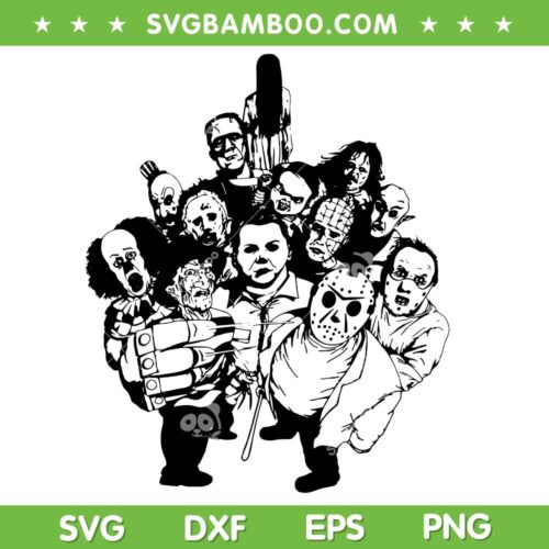 Horror Movies Selfie SVG, Funny Horror Characters Group Shot SVG PNG
