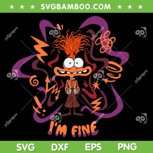 I'm Fine Emotional Anxiety SVG PNG, Disney Pixar Inside Out 2 SVG, Inside Out 2 Anxiety DXF SVG PNG EPS