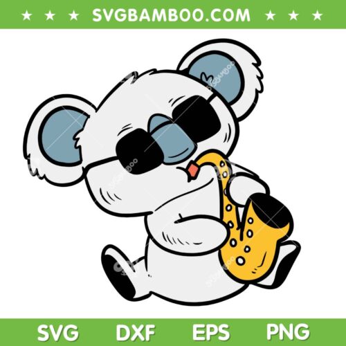 Koala Playing Saxophone Band Member SVG, Music Instrument SVG, Sax Player DXF SVG PNG EPS 